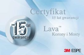 Certyfikat-gwarancja na korony protetyczne LAVA.